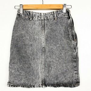 Vintage 80s BONGO acid wash denim pencil skirt side zip belt loops jr size 3